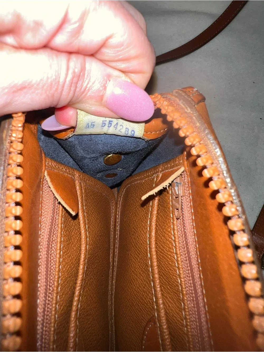 Vintage Dooney & Bourke Navy and Brown Two-Tone AWL Bag